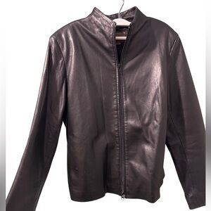 Brandon Thomas women’s black leather jacket size large